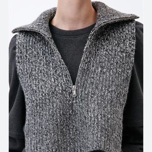 NWT GANNI Grey Melange Knitted Sweater “Bib”